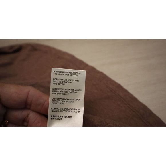 Free People OB1102105 Women's Sz XS Brown Lowdown Henley Oversized Linen Top $78 - Picture 7 of 10